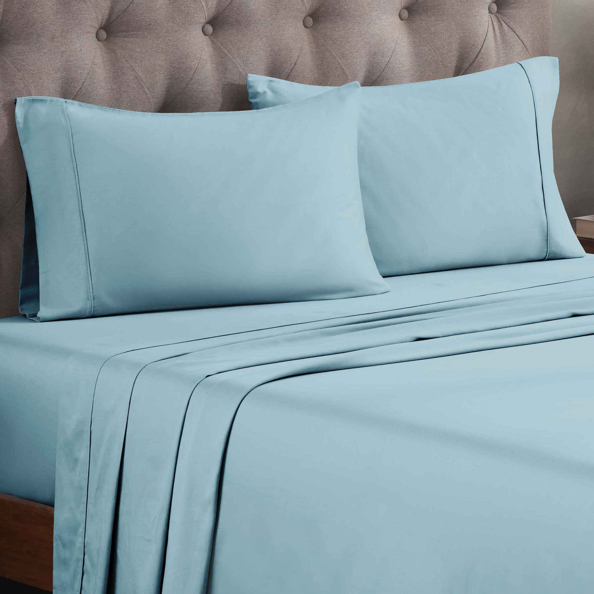Egyptian Cotton 300 Thread Count Solid Deep Pocket Sheet Set - LightBlue