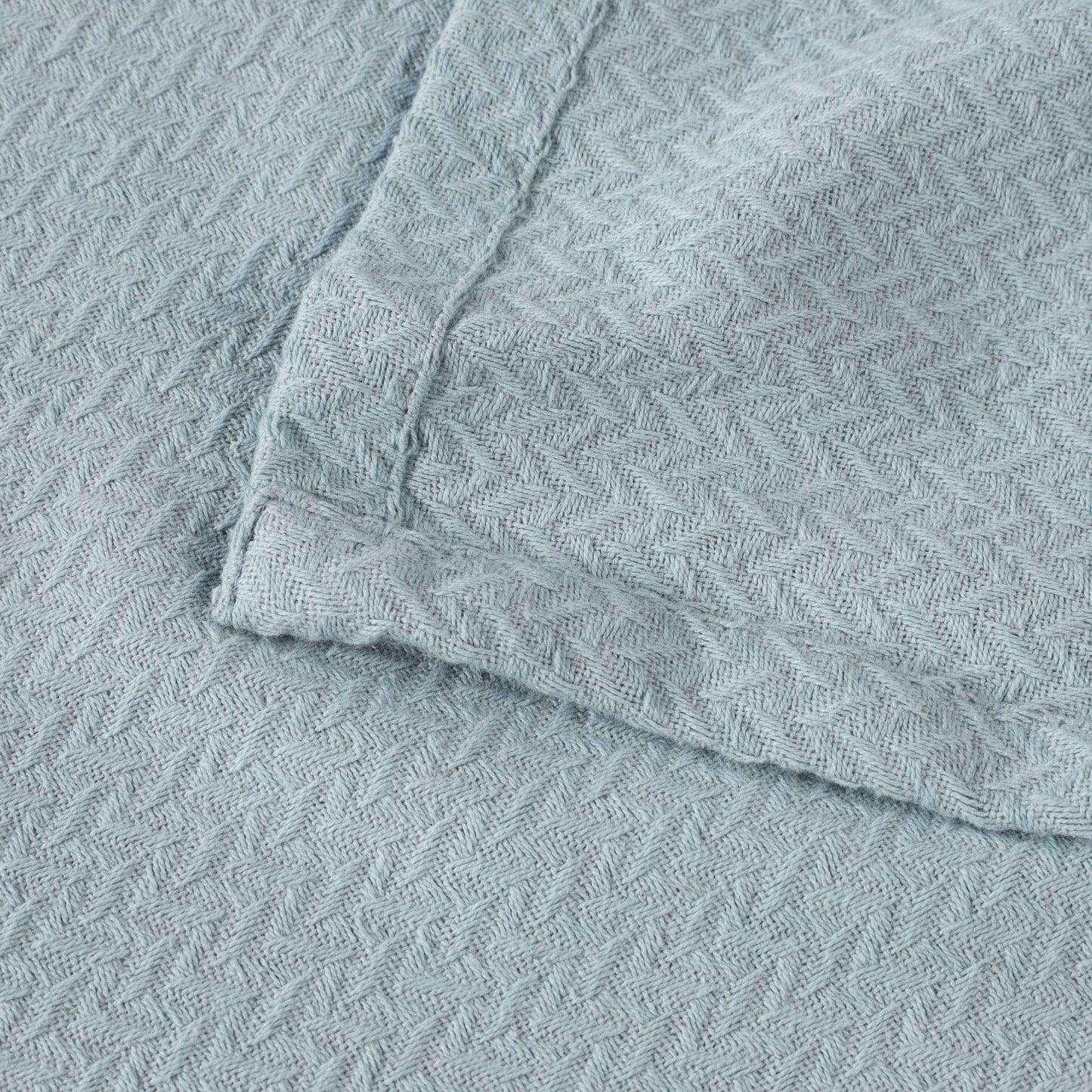 Nobel Cotton Textured Jacquard Chevron Lightweight Woven Blanket - LightBlue