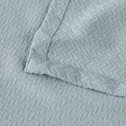 Nobel Cotton Textured Jacquard Chevron Lightweight Woven Blanket - LightBlue