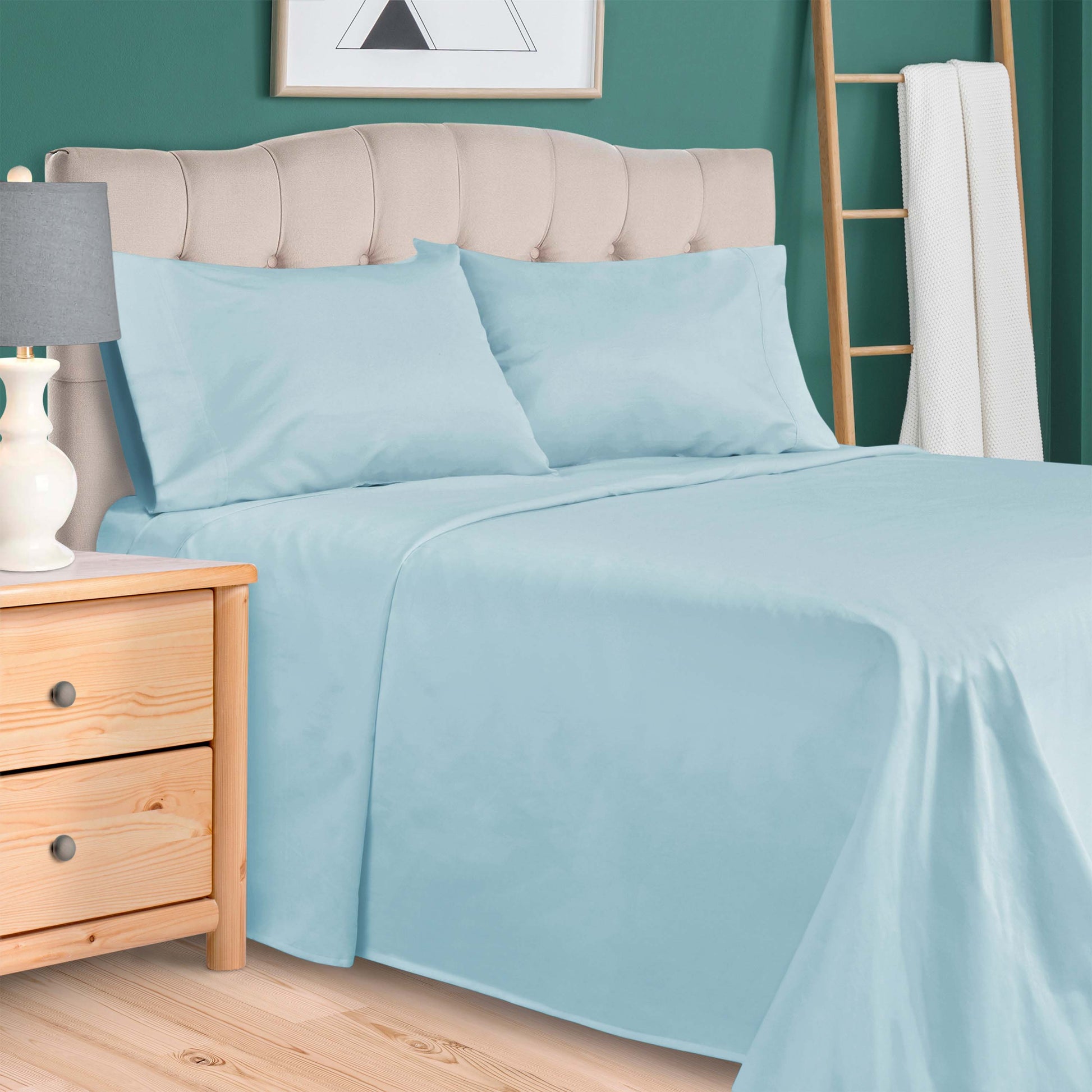 Egyptian Cotton 300 Thread Count Solid Deep Pocket Sheet Set - LightBlue