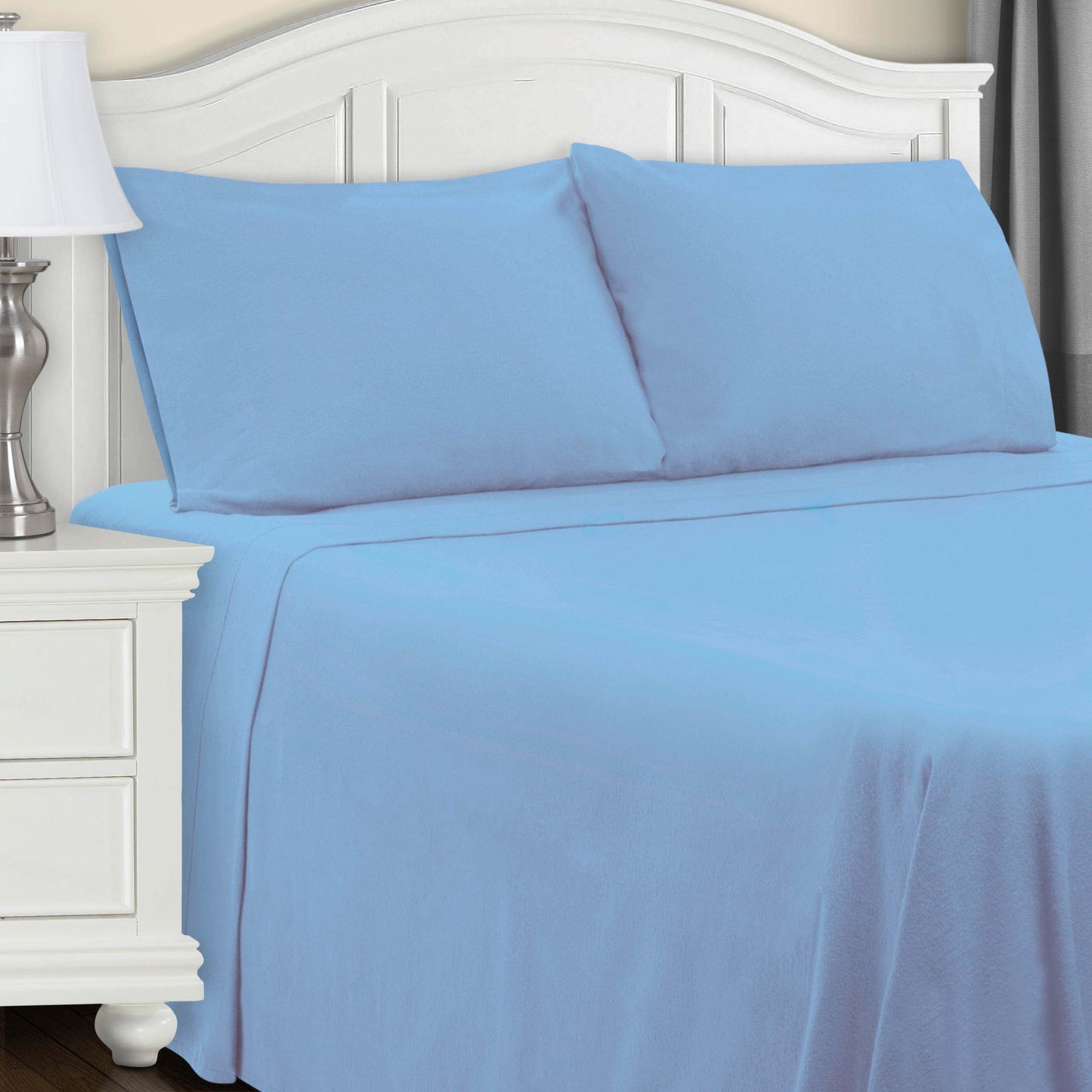 Cotton Flannel Trellis Solid Deep Pocket Sheet Set - LightBlue