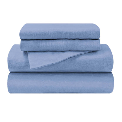 Cotton Flannel Trellis Solid Deep Pocket Sheet Set - LightBlue
