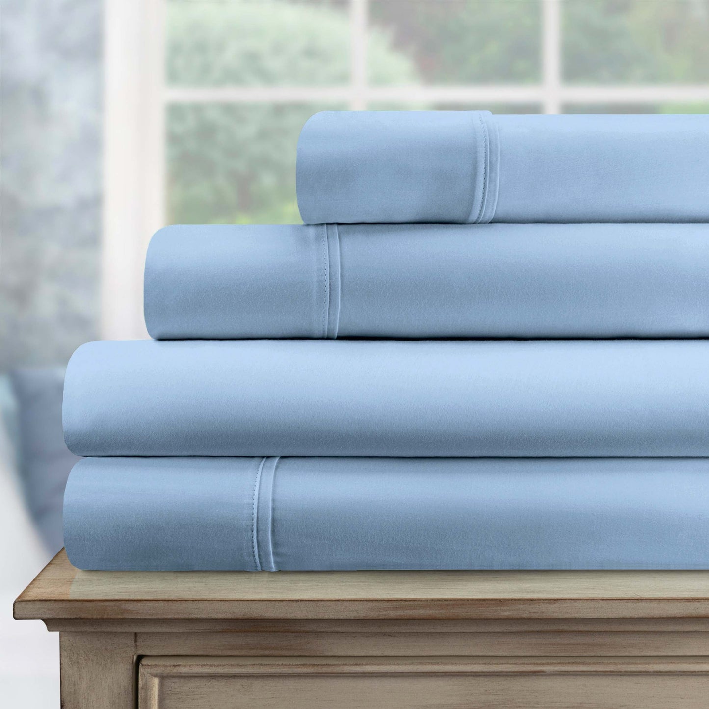 Egyptian Cotton 700 Thread Count Eco Friendly Solid Sheet Set - LightBlue