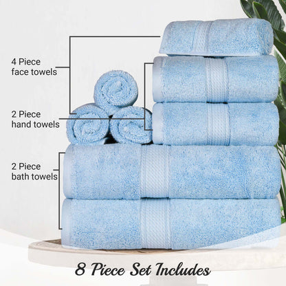 Madison Egyptian Cotton Pile Plush Heavyweight 8 Piece Towel Set