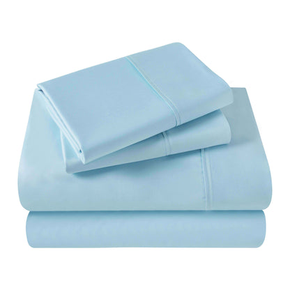400 Thread Count Egyptian Cotton Solid Deep Pocket Sheet Set - LightBlue