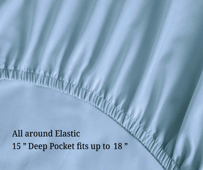 Egyptian Cotton 700 Thread Count Eco Friendly Solid Sheet Set - LightBlue