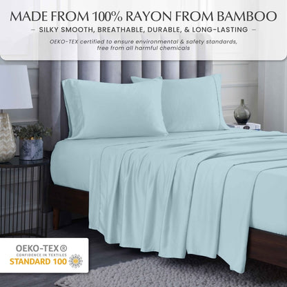 300 Thread Count Rayon From Bamboo Solid Deep Pocket Sheet Set