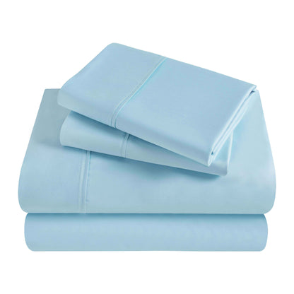Egyptian Cotton 300 Thread Count Solid Deep Pocket Sheet Set - LightBlue