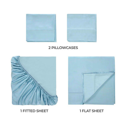 Modal From Beechwood 400 Thread Count Cooling Solid Bed Sheet Set - LightBlue