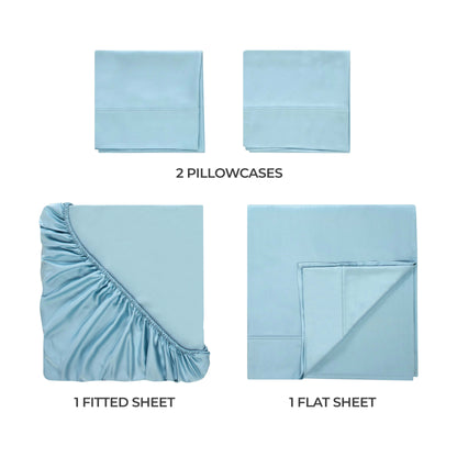 Egyptian Cotton 300 Thread Count Solid Deep Pocket Sheet Set - LightBlue