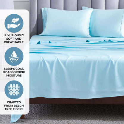 Modal From Beechwood 400 Thread Count Cooling Solid Pillowcase Set - LightBlue