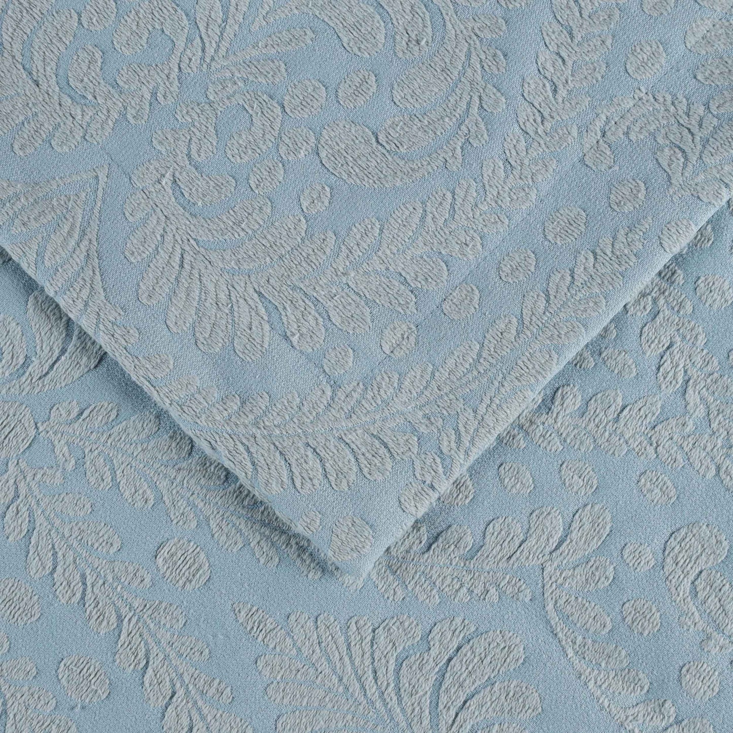 Aspen Cotton Blend Jacquard Floral Scalloped Edge Bedspread Set - LightBlue