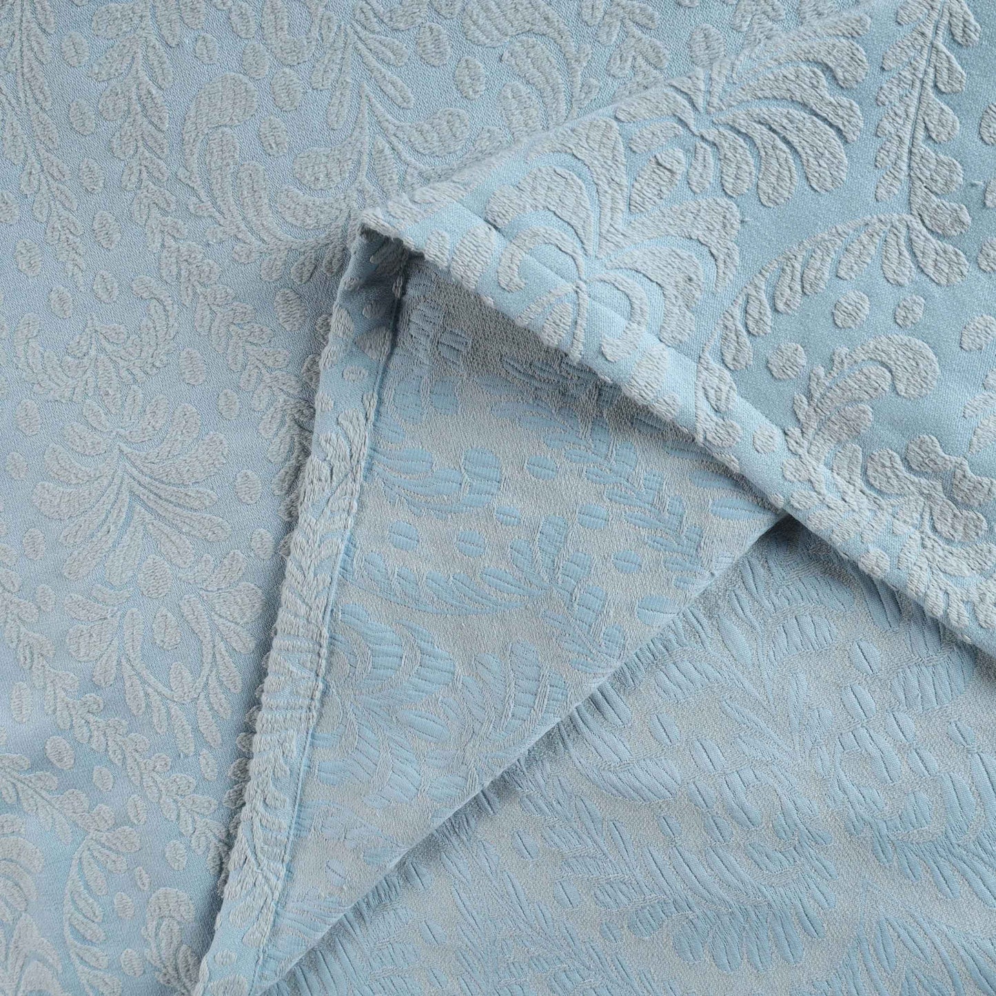 Aspen Cotton Blend Jacquard Floral Scalloped Edge Bedspread Set - LightBlue