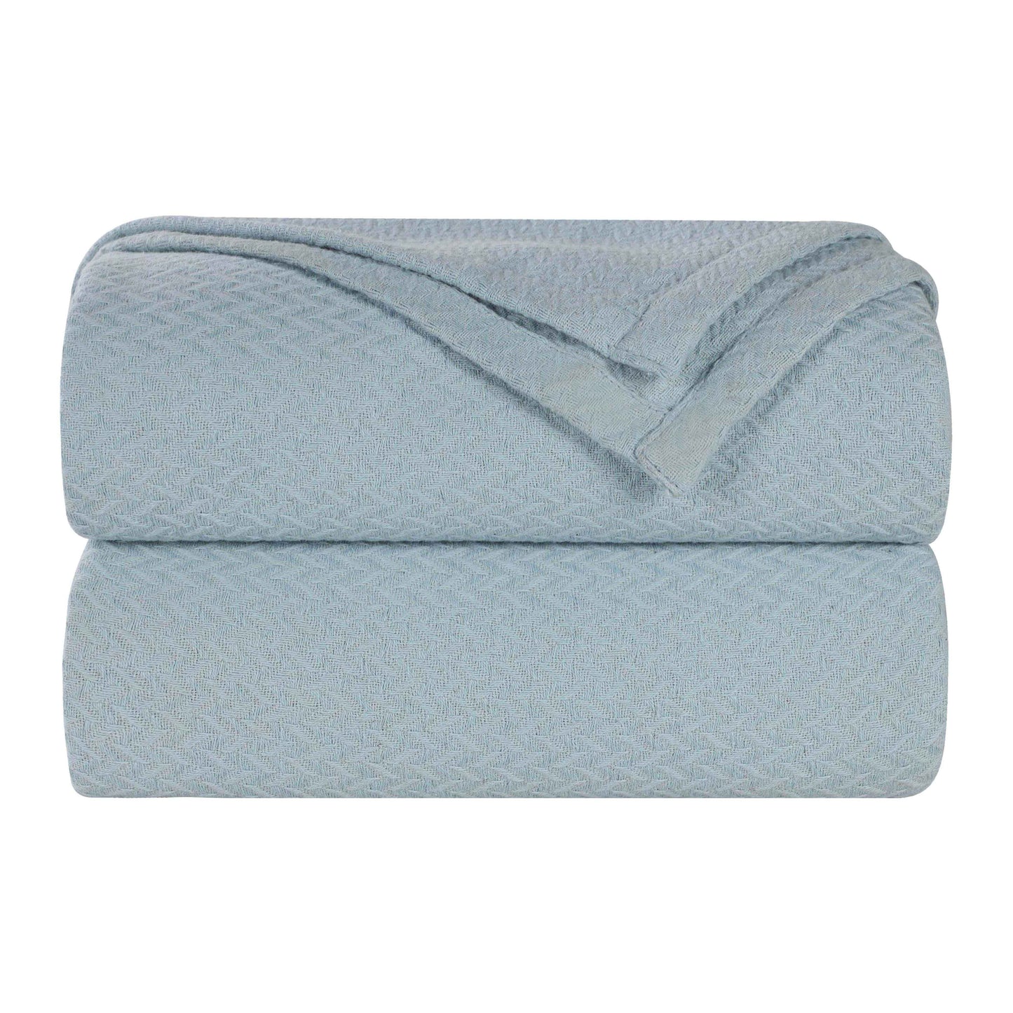 Nobel Cotton Textured Jacquard Chevron Lightweight Woven Blanket - LightBlue