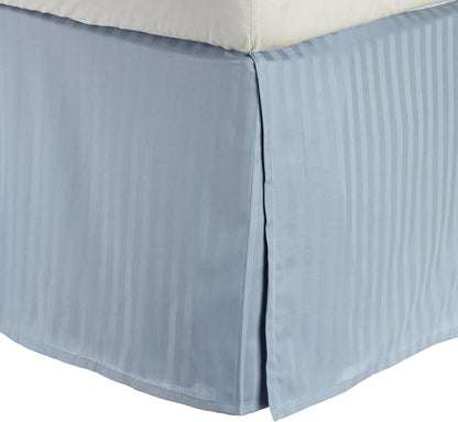 300 Thread Count Egyptian Cotton 15" Drop Striped Bed Skirt - LightBlue