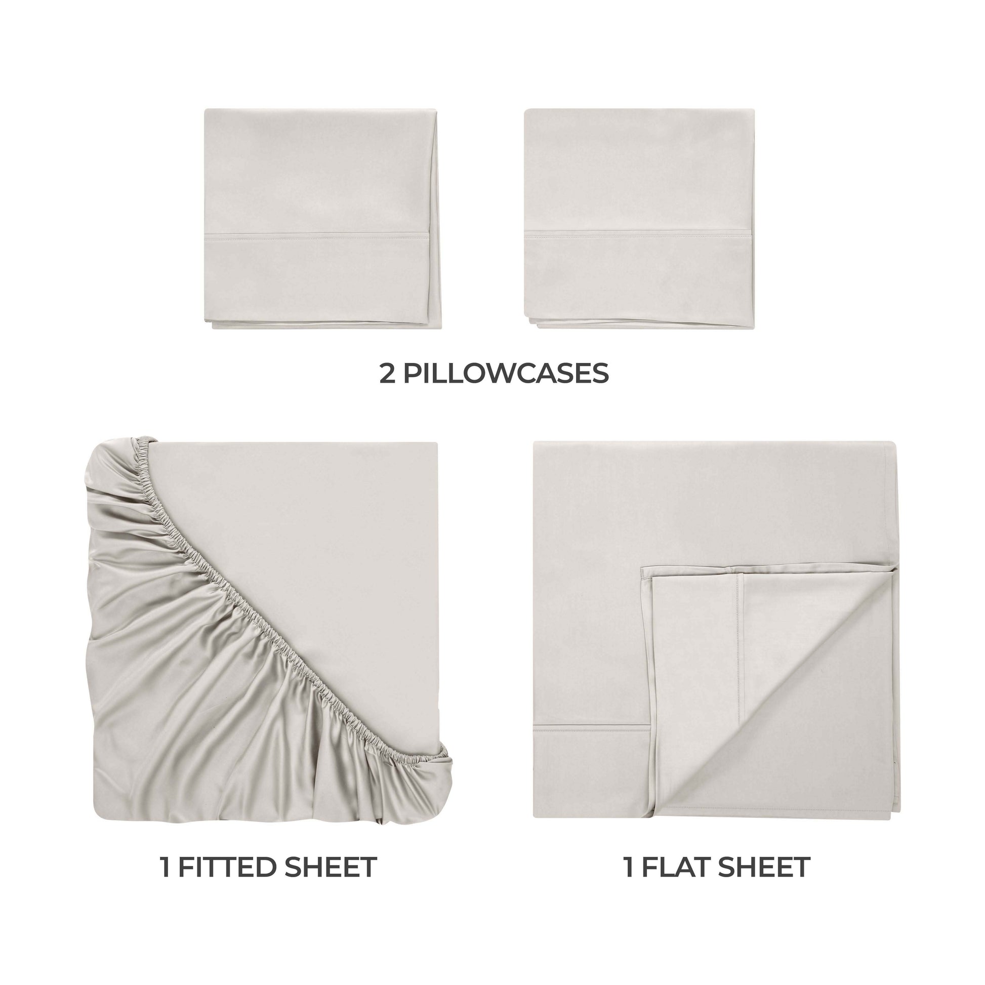 Egyptian Cotton 300 Thread Count Solid Deep Pocket Sheet Set - LightGray
