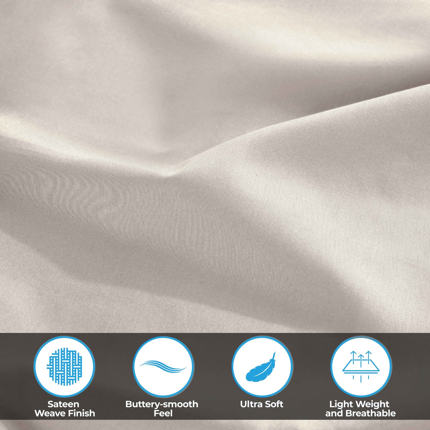 Egyptian Cotton 300 Thread Count Solid Deep Pocket Sheet Set - LightGray