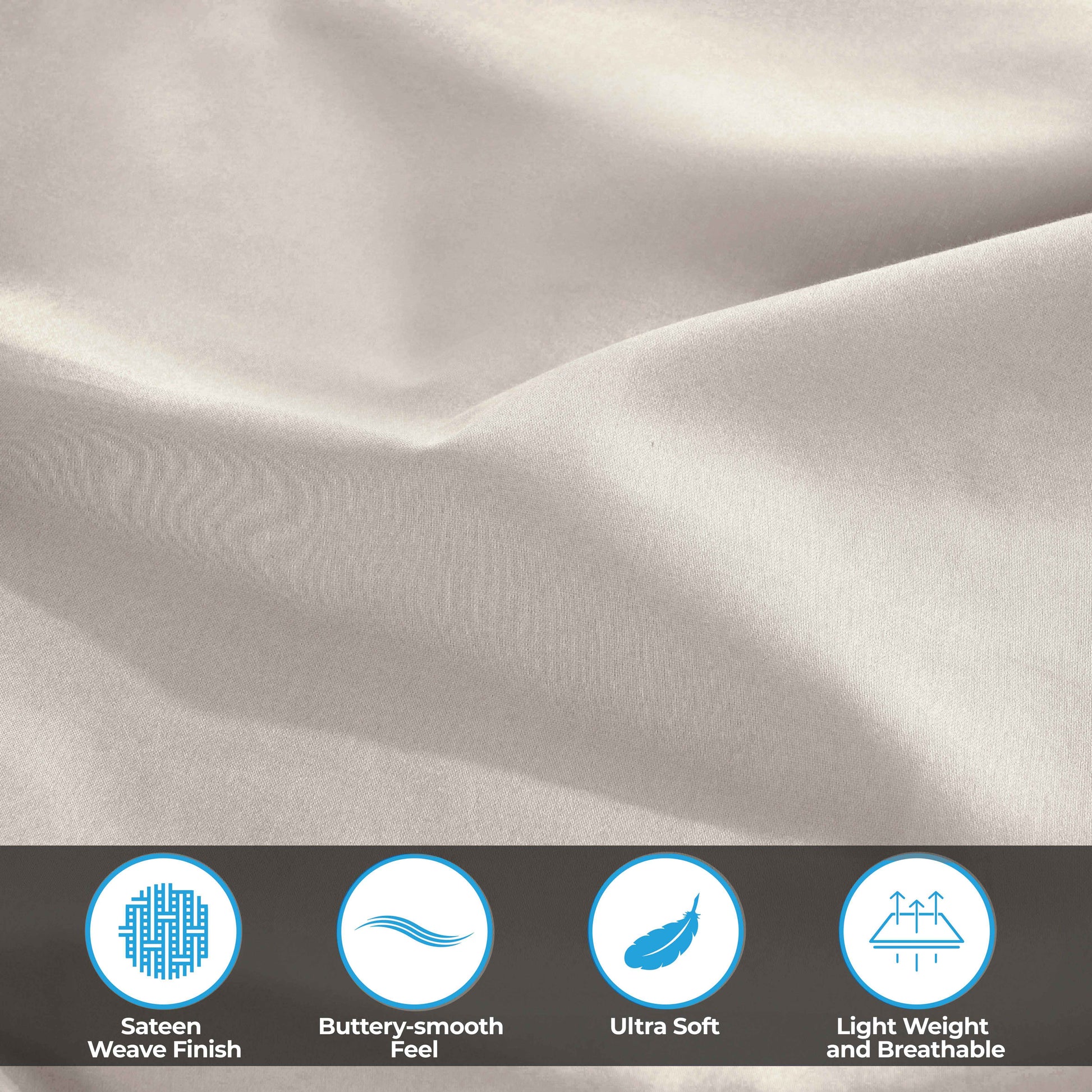 Egyptian Cotton 300 Thread Count Solid Deep Pocket Sheet Set - LightGray