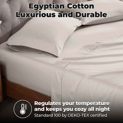 Egyptian Cotton 300 Thread Count Solid Deep Pocket Sheet Set - LightGray