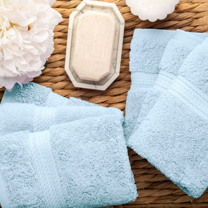 Egyptian Cotton Pile Plush Heavyweight Absorbent Bath Towel (Set of 4) - LightBlue