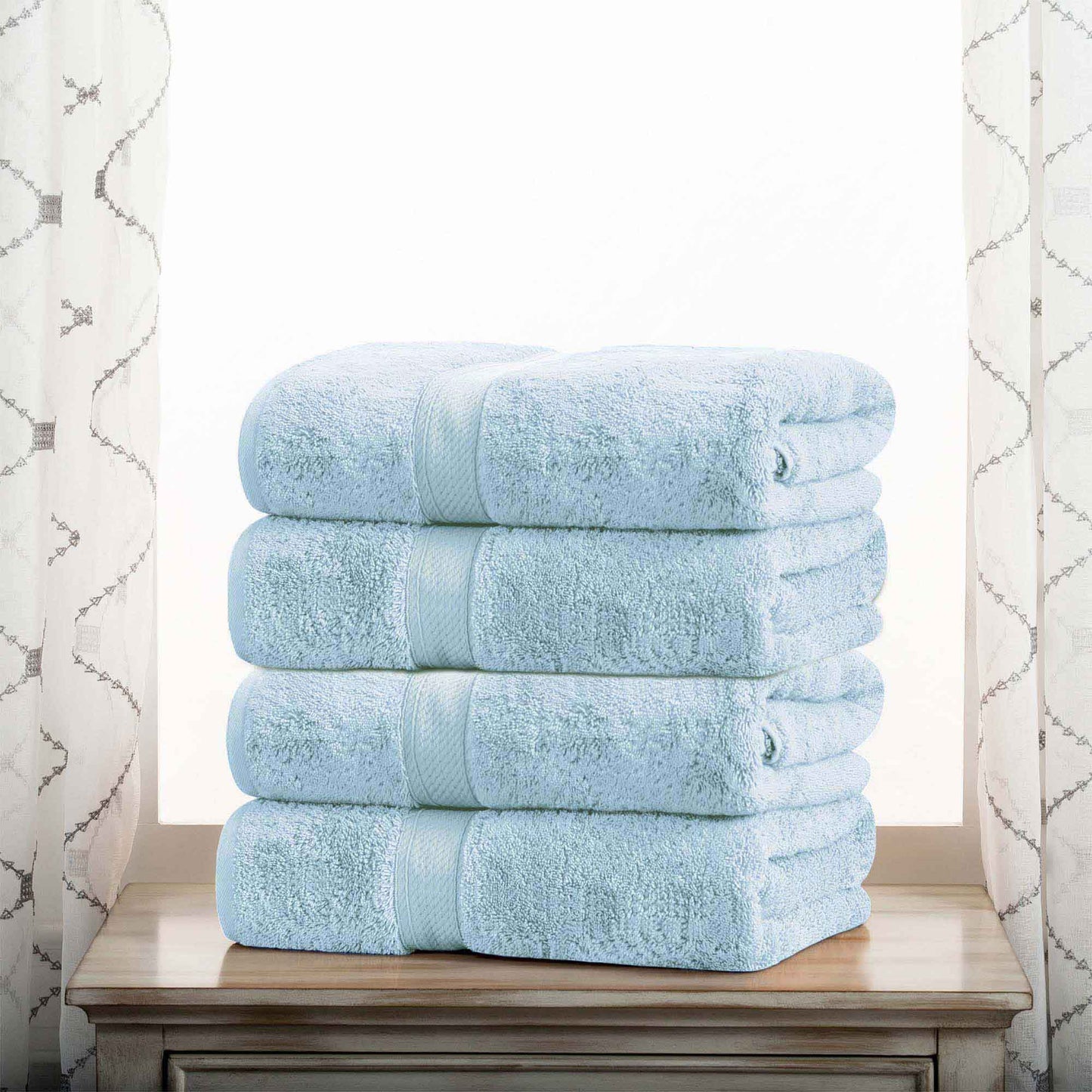 Egyptian Cotton Pile Plush Heavyweight Absorbent Bath Towel (Set of 4)