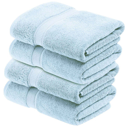 Egyptian Cotton Pile Plush Heavyweight Absorbent Bath Towel (Set of 4) - LightBlue