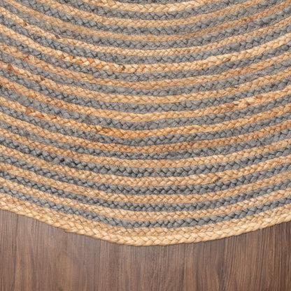 Braided Jute Reversible Round Indoor Outdoor Area Rug - LightBlue