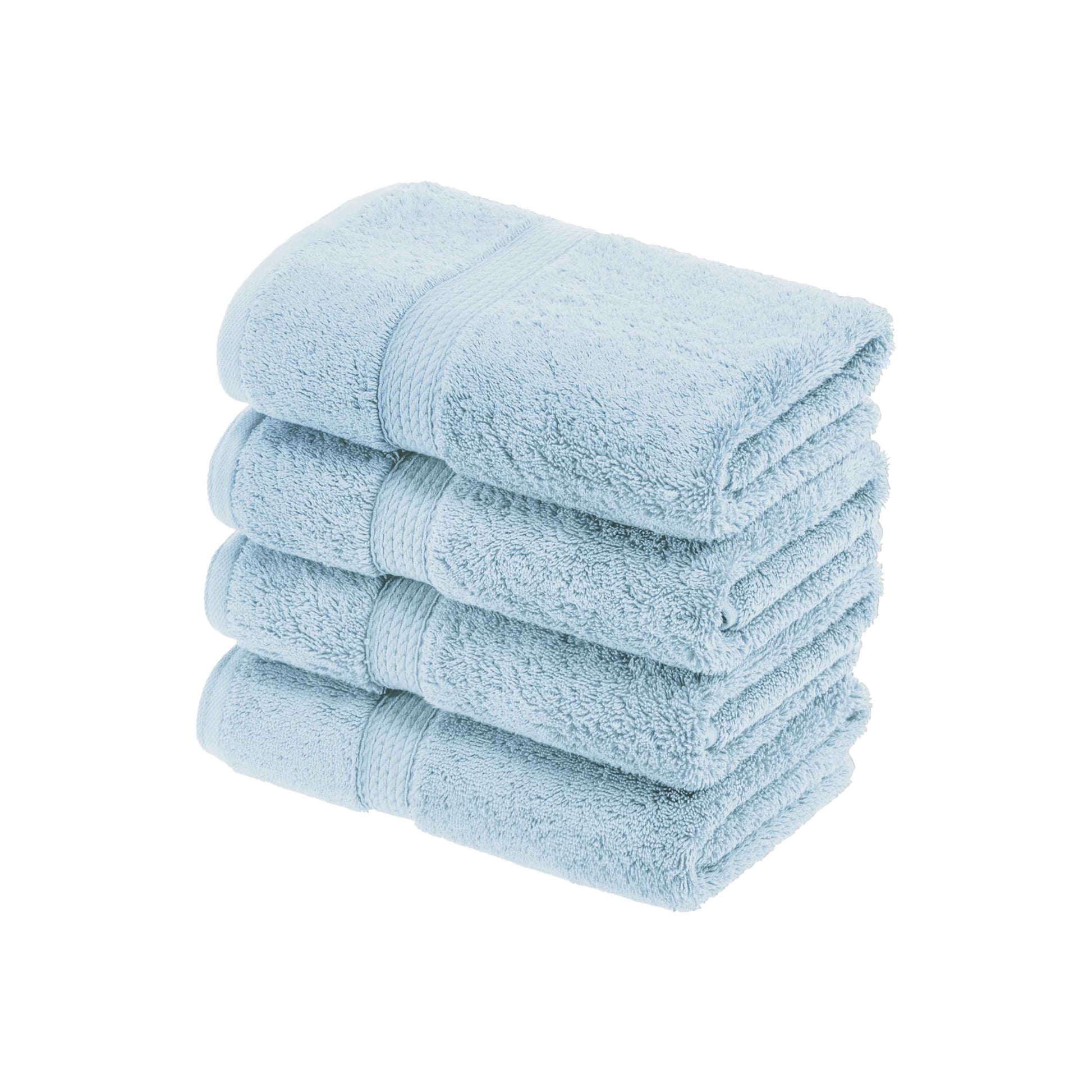 Egyptian Cotton Pile Plush Heavyweight Absorbent Bath Towel (Set of 4) - LightBlue