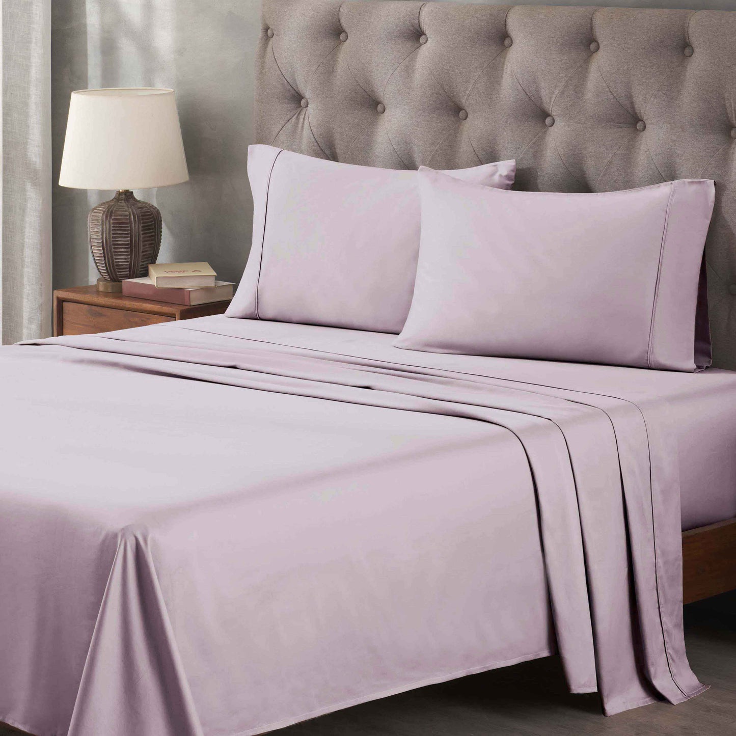 400 Thread Count Egyptian Cotton Solid Deep Pocket Sheet Set - Lilac