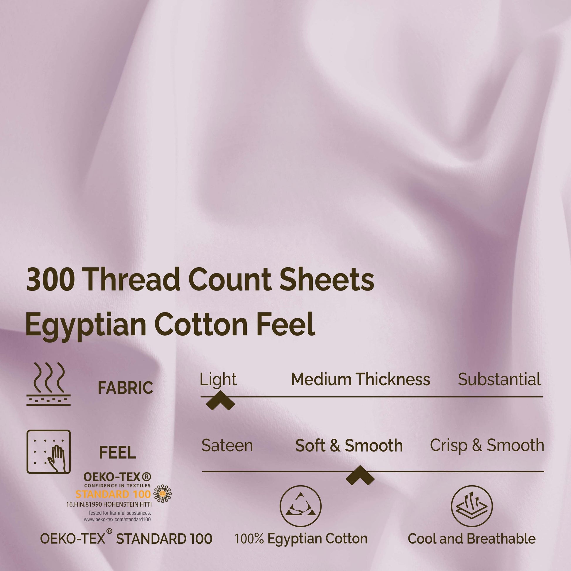 Egyptian Cotton 300 Thread Count Solid Deep Pocket Sheet Set - Lilac
