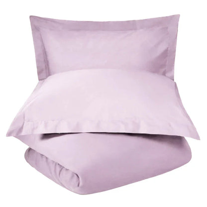 Cotton Percale Modern Traditional Duvet Cover Set - Lilac