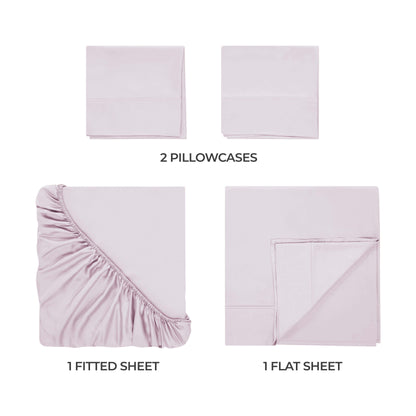 Egyptian Cotton 300 Thread Count Solid Deep Pocket Sheet Set - Lilac