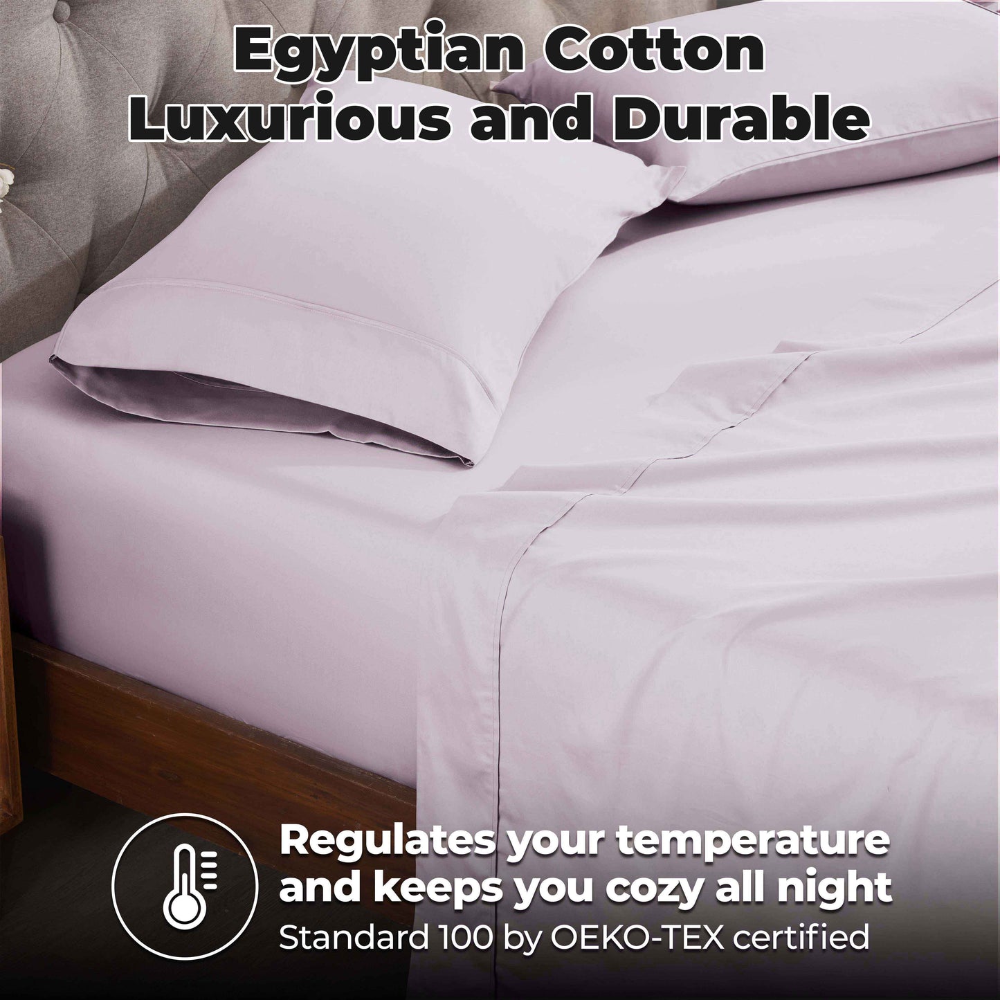 400 Thread Count Egyptian Cotton Solid Deep Pocket Sheet Set - Lilac
