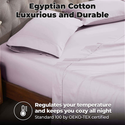 400 Thread Count Egyptian Cotton Solid Deep Pocket Sheet Set - Lilac