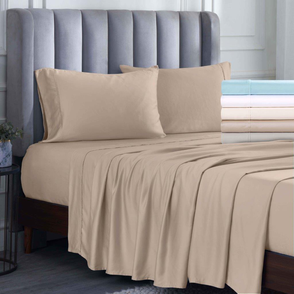 Modal From Beechwood 400 Thread Count Cooling Solid Duvet Cover Set - Linen