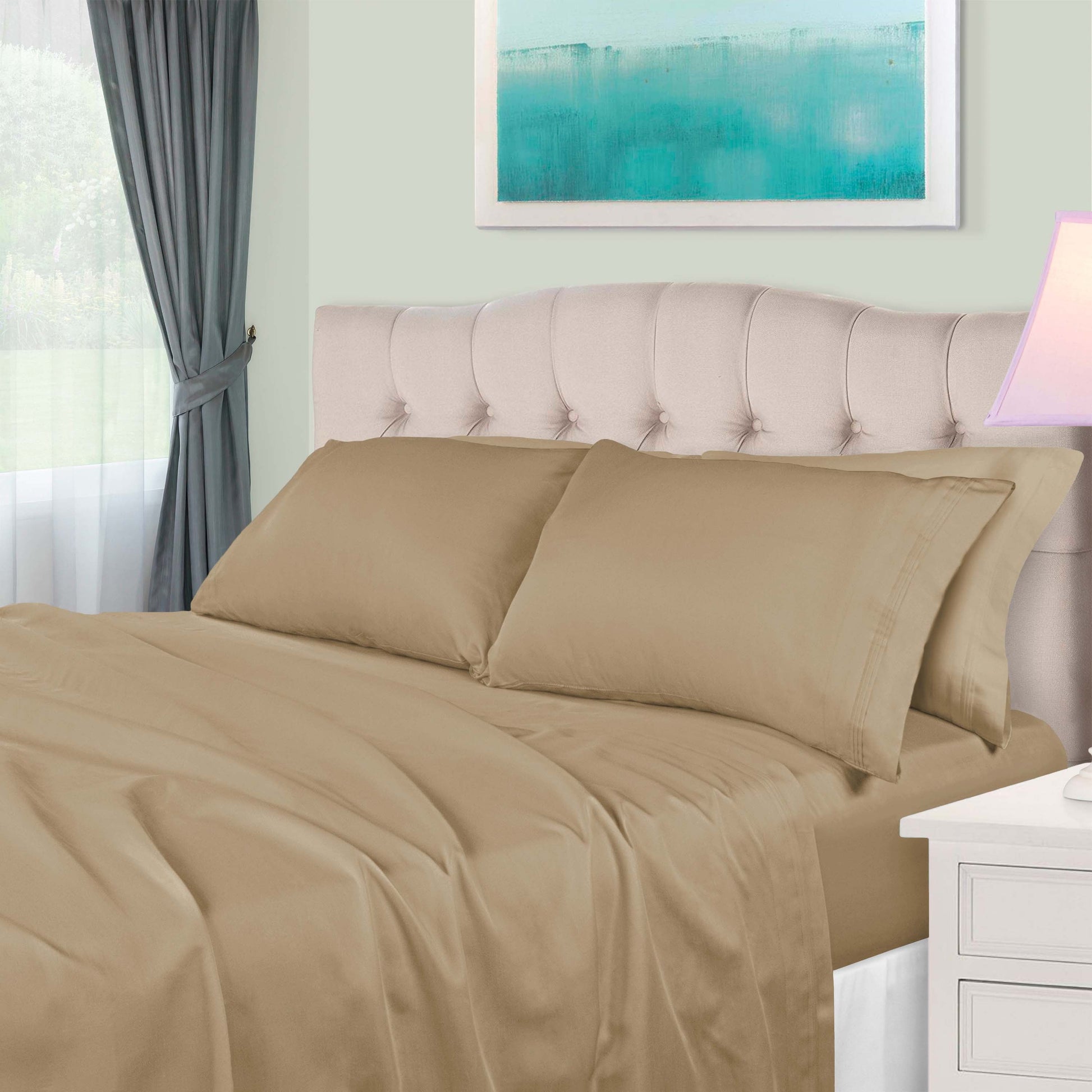 Superior Premium 650 Thread Count Egyptian Cotton Solid Deep Pocket Sheet Set - Linen