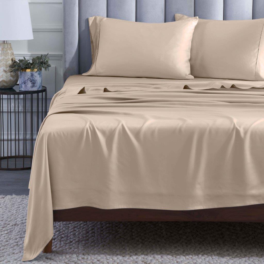 Modal From Beechwood 400 Thread Count Cooling Solid Bed Sheet Set - Linen