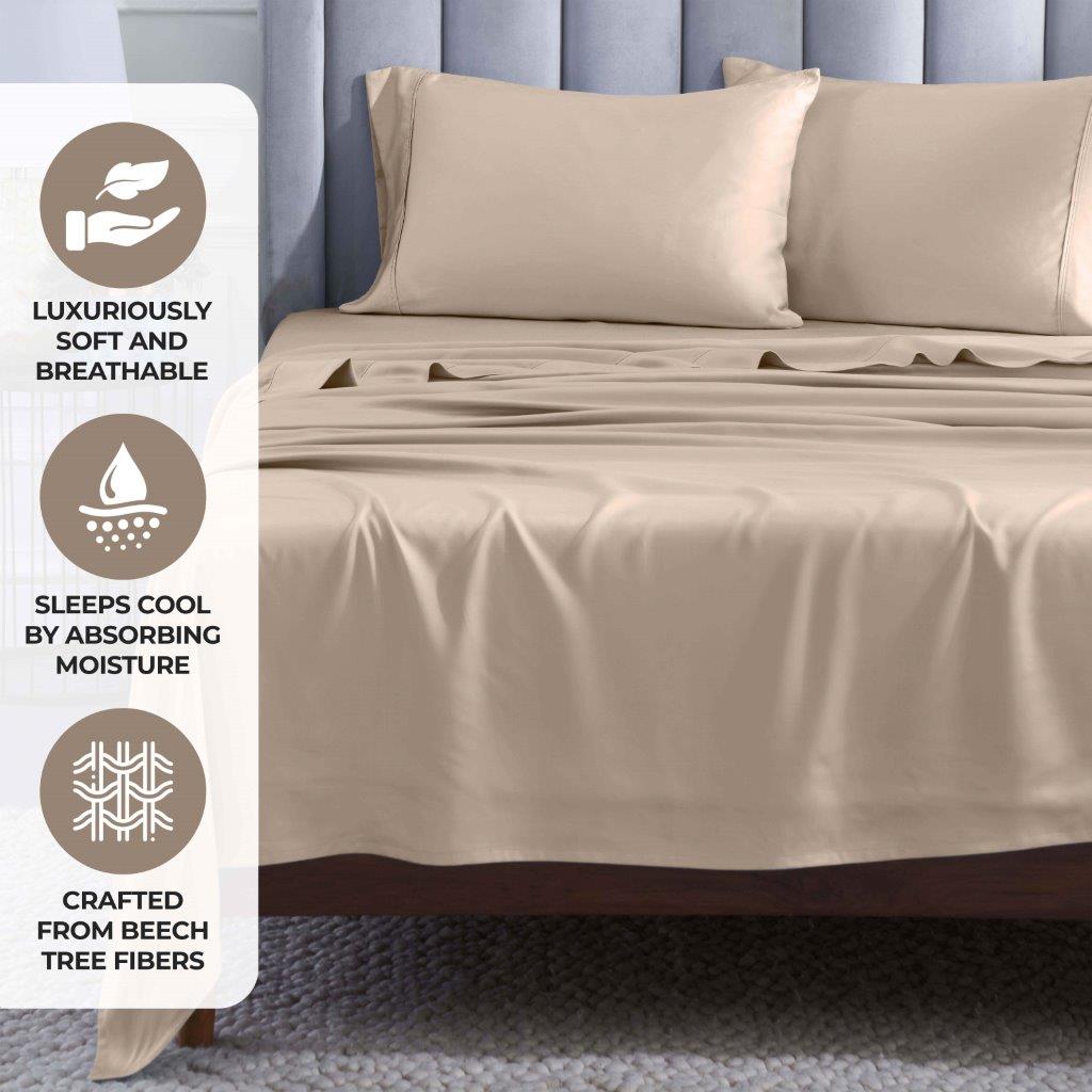 Modal From Beechwood 400 Thread Count Cooling Solid Pillowcase Set - Linen