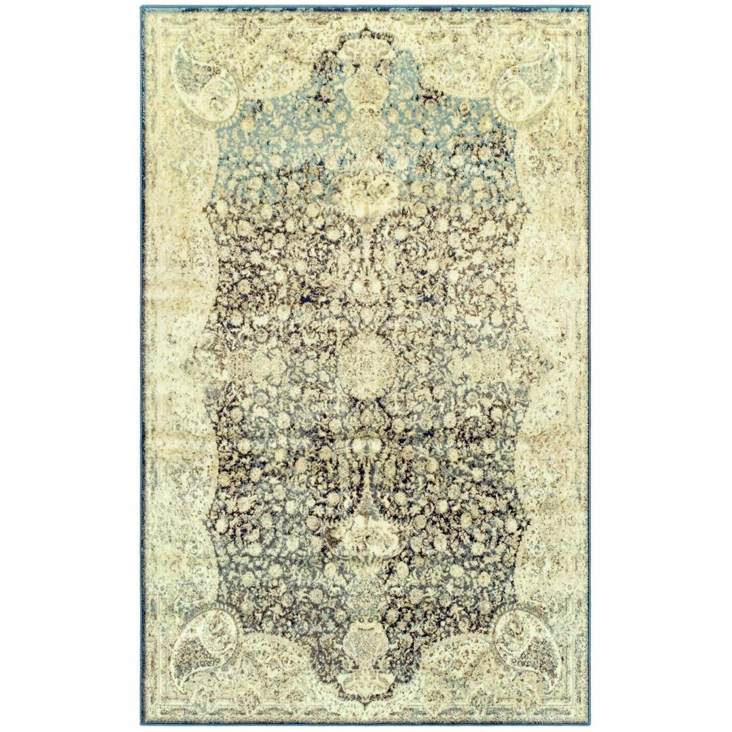 Superior Lumen Distressed Oriental Floral Medallion Indoor Area Rug 
