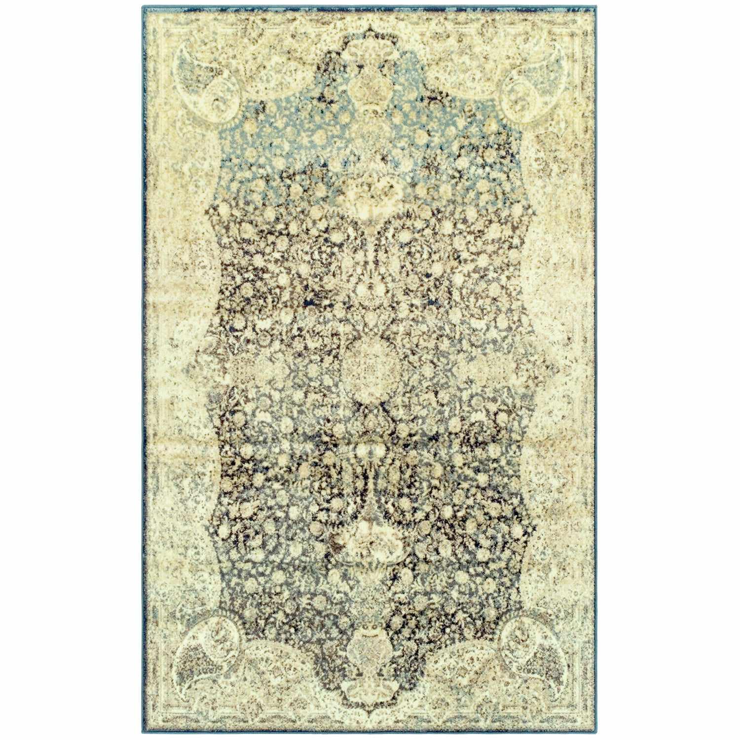Superior Lumen Distressed Oriental Floral Medallion Indoor Area Rug 