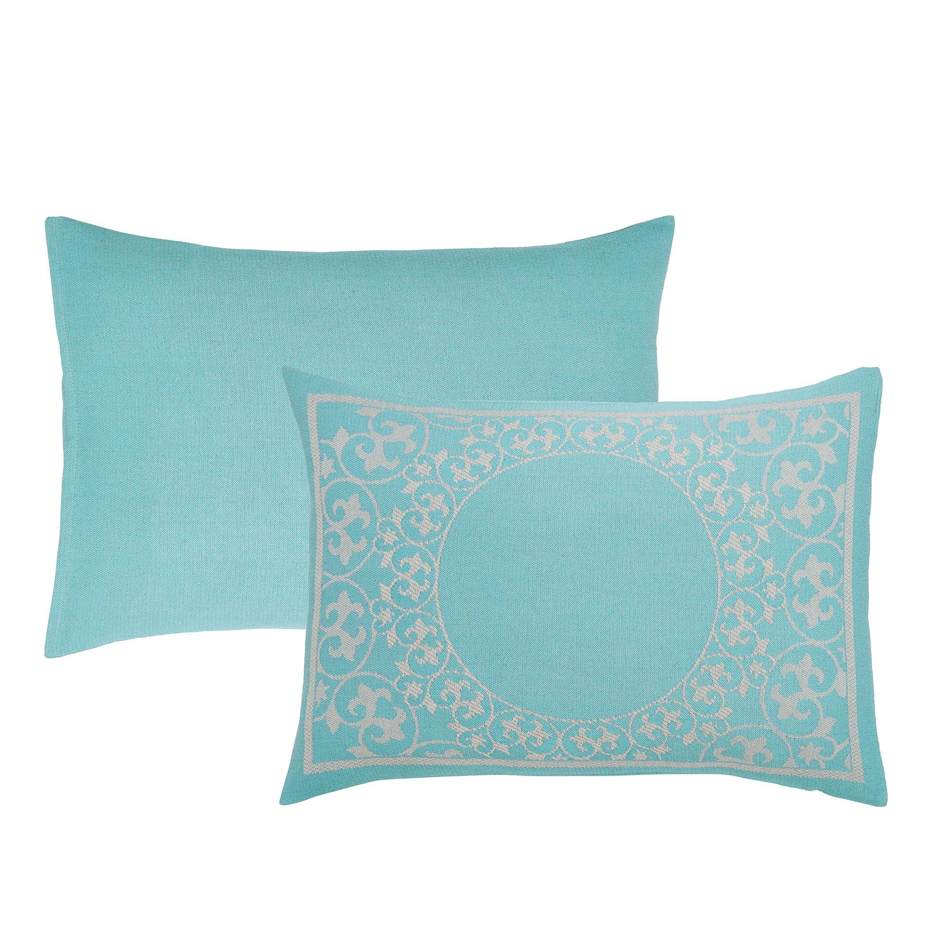 Superior Lyron Cotton Blend Woven Jacquard Vintage Floral Scroll Lightweight Bedspread and Sham Set  - Aqua