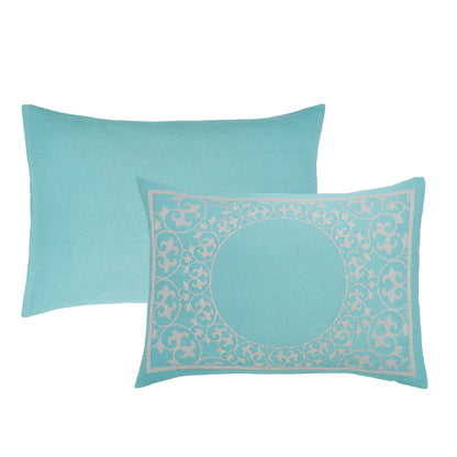 Superior Lyron Cotton Blend Woven Jacquard Vintage Floral Scroll Lightweight Bedspread and Sham Set  - Aqua