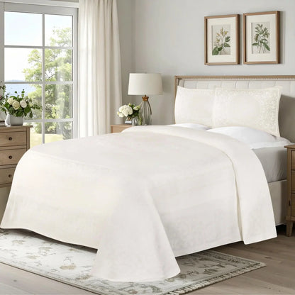 Lyron Cotton Blend Woven Jacquard Floral Scroll Bedspread Set