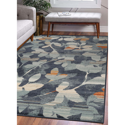 Superior Mahonia Leaf and Vine Indoor Area Rug or Runner  - Blue