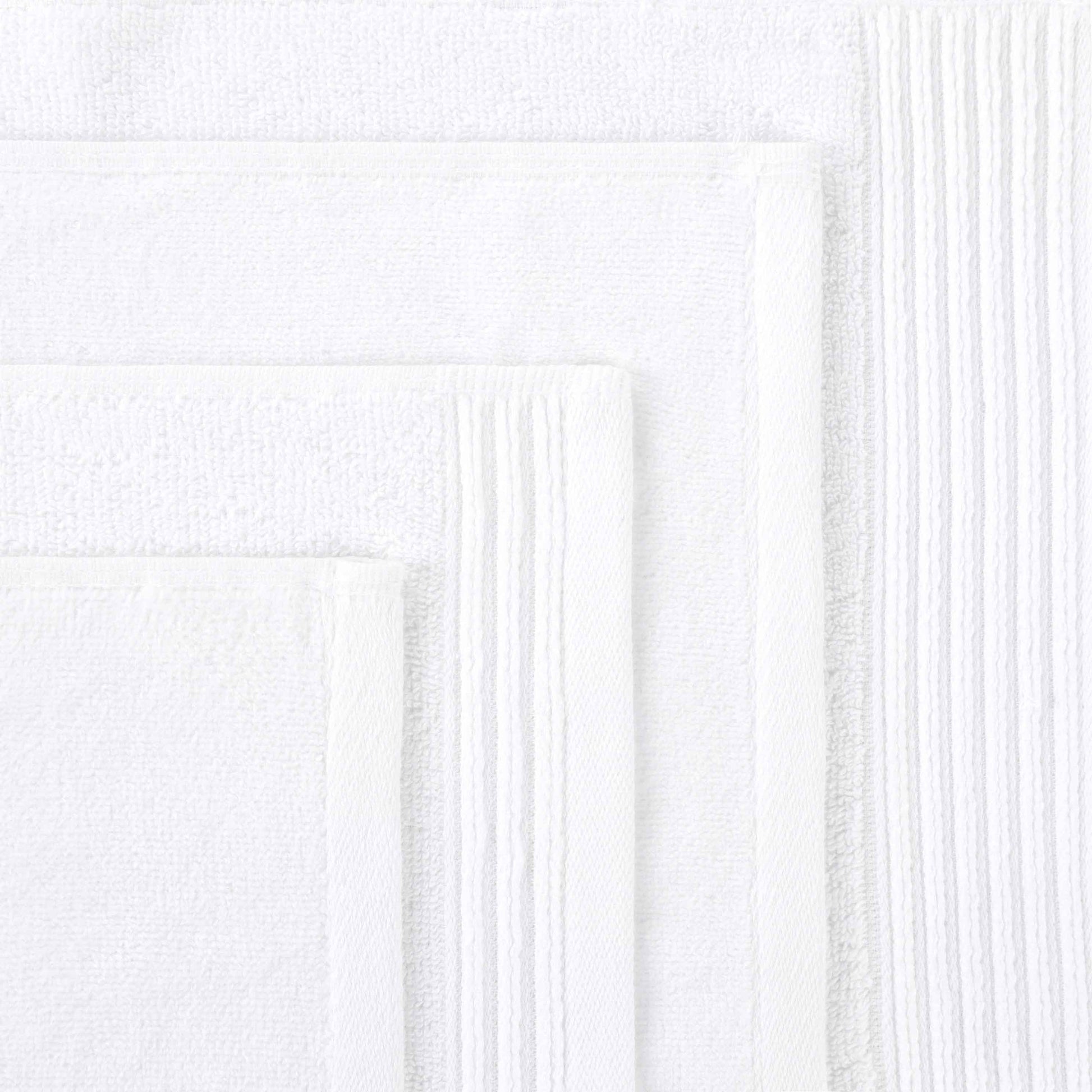 Superior Cotton Medium Weight Marble Solid Jacquard Border Bath Towels (Set of 4) - White