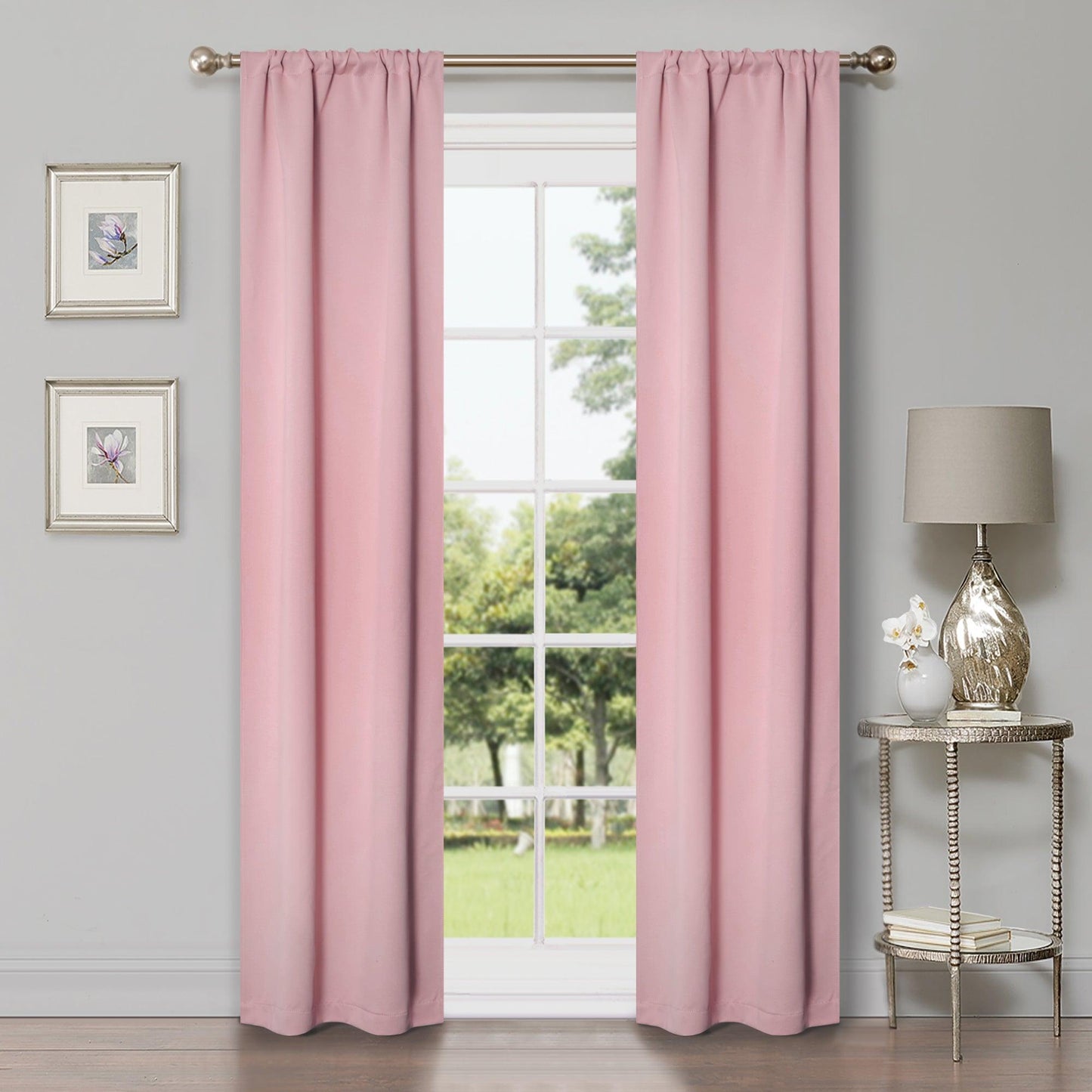 Solid Room Darkening Rod Pocket Blackout Curtain Panels, Set of 2