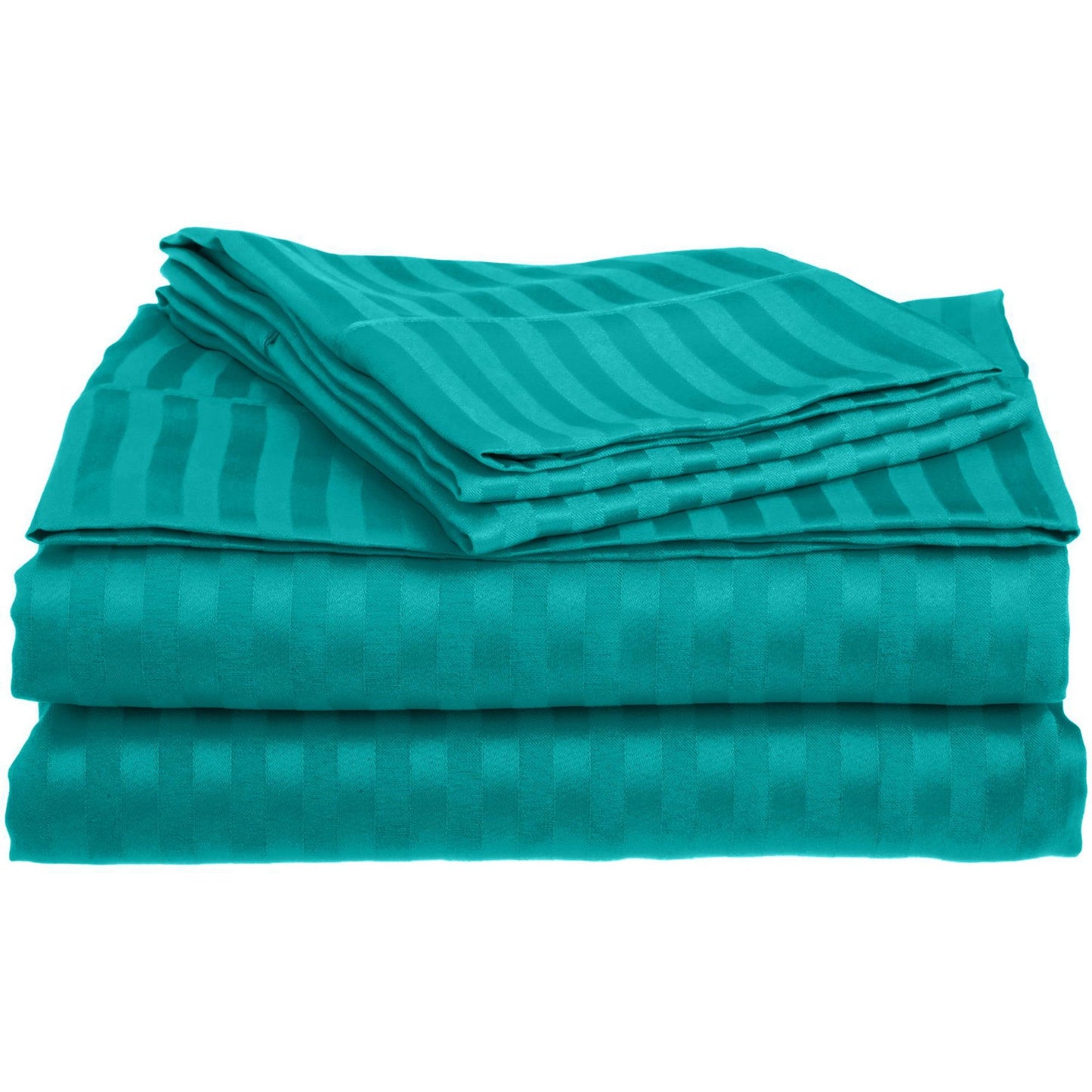 Superior Microfiber Wrinkle Resistant and Breathable Stripe Deep Pocket Bed Sheet Set - Teal