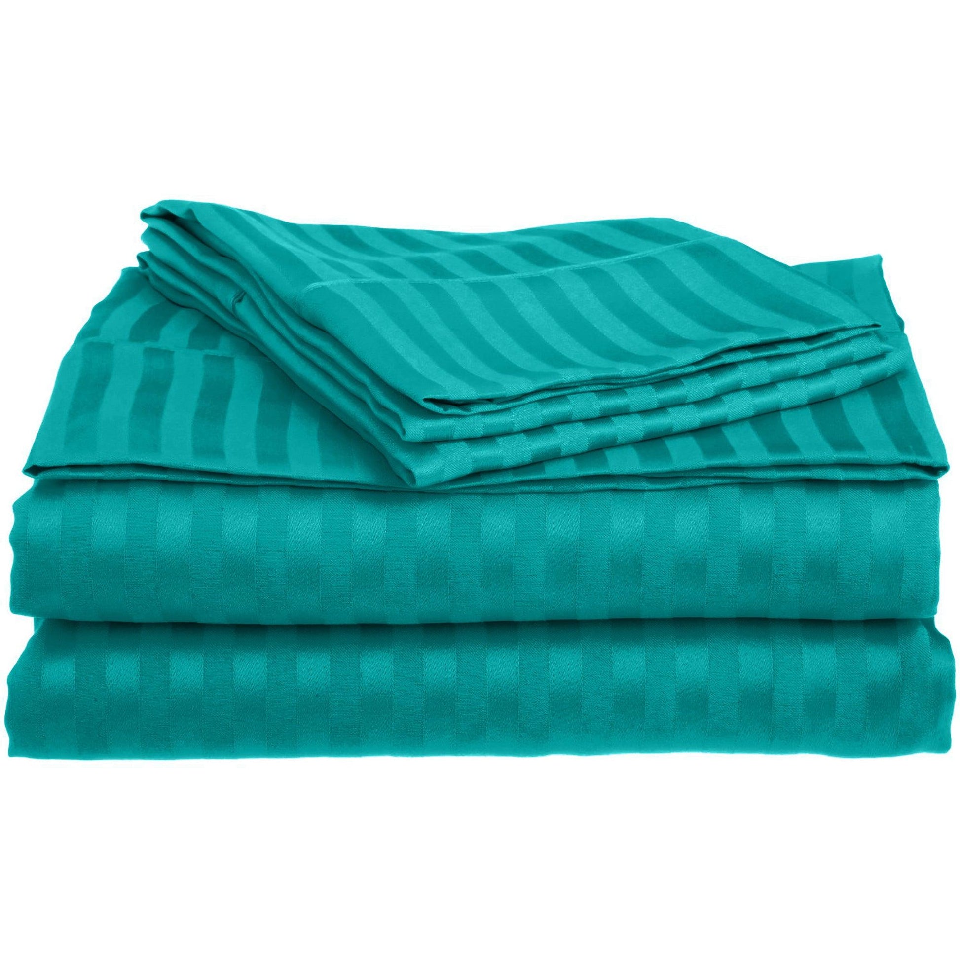 Superior Microfiber Wrinkle Resistant and Breathable Stripe Deep Pocket Bed Sheet Set - Teal