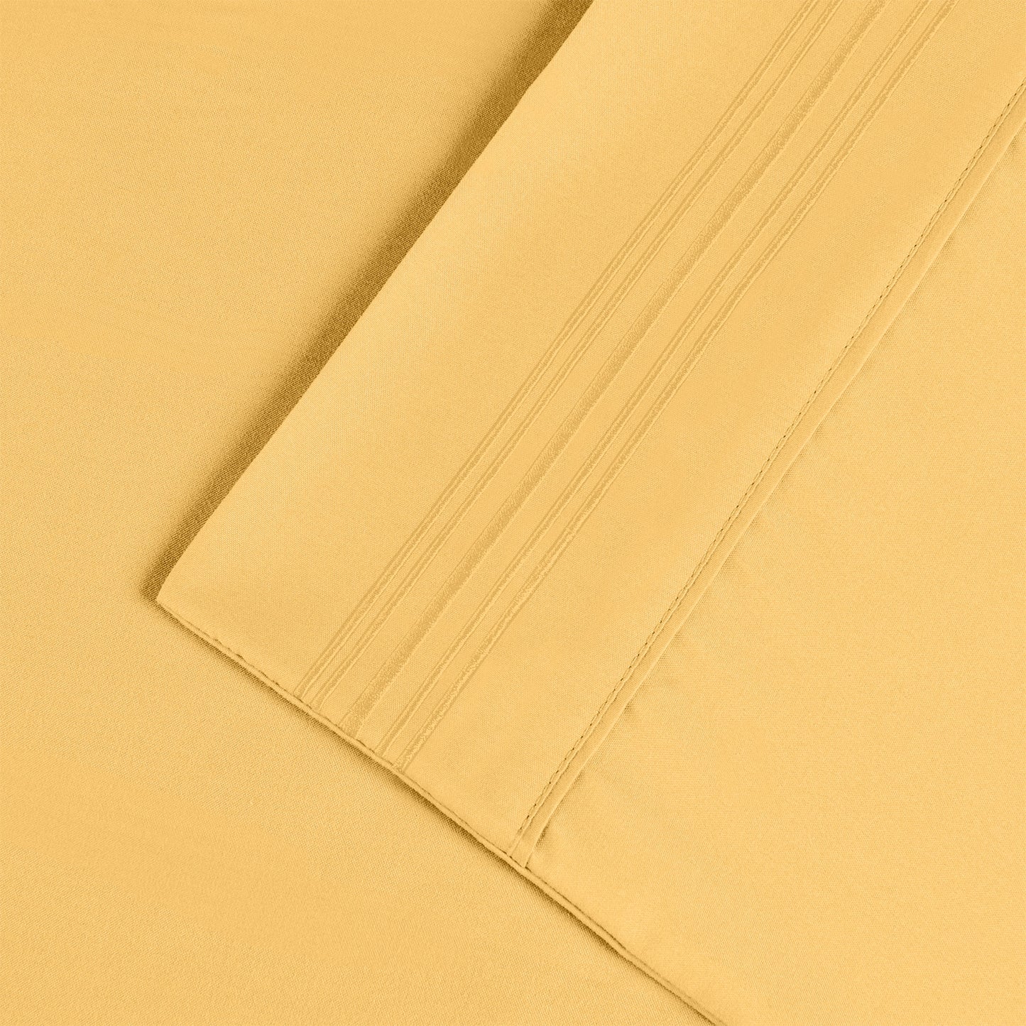 Superior 5 Embroidered Lines Wrinkle Resistant Microfiber Deep Pocket Sheet Set - Yellow