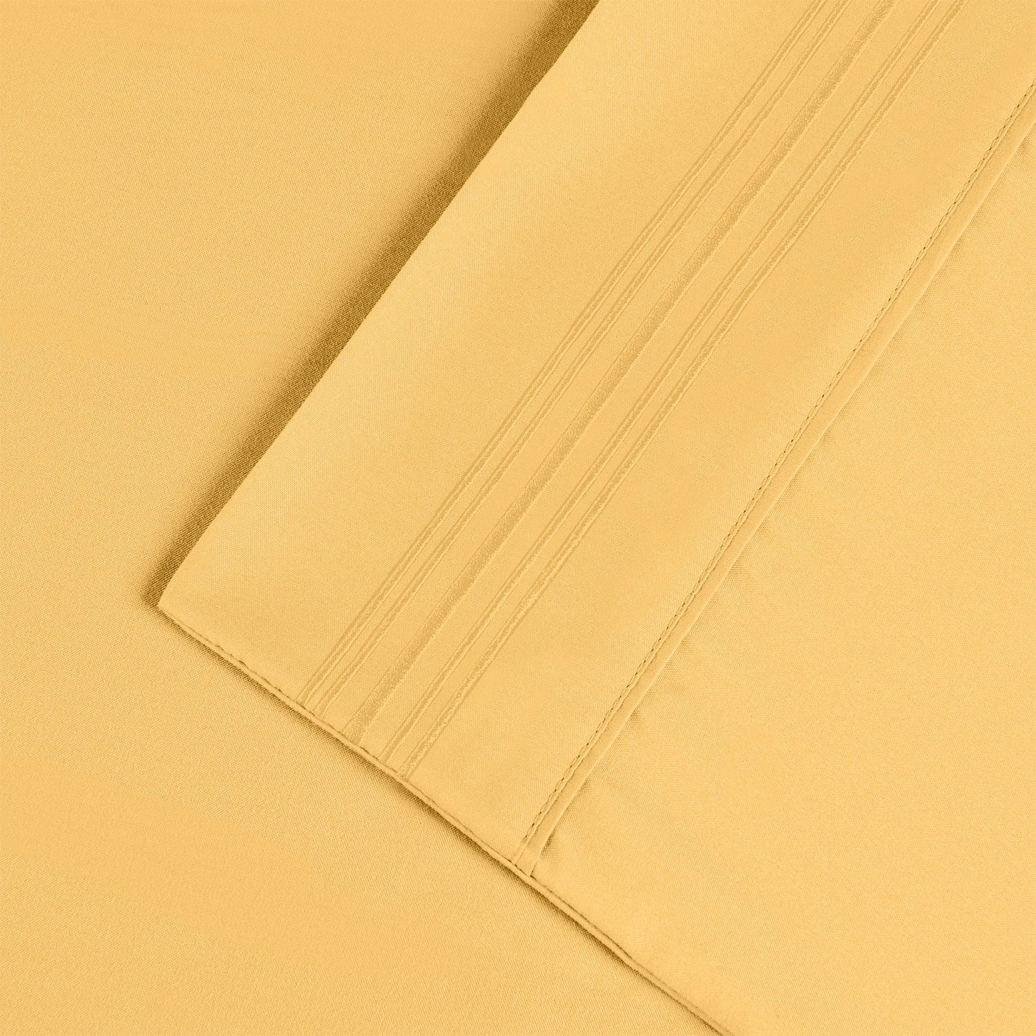 Superior 5 Embroidered Lines Wrinkle Resistant Microfiber Deep Pocket Sheet Set - Yellow